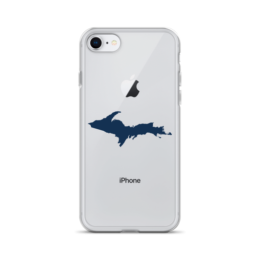 Michigan Upper Peninsula Clear iPhone Case (w/ Navy UP Outline)