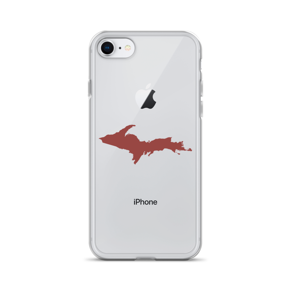 Michigan Upper Peninsula Clear iPhone Case (w/ Ore Dock Red UP Outline)