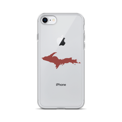 Michigan Upper Peninsula Clear iPhone Case (w/ Ore Dock Red UP Outline)