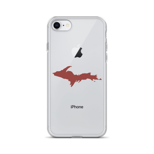 Michigan Upper Peninsula Clear iPhone Case (w/ Ore Dock Red UP Outline)