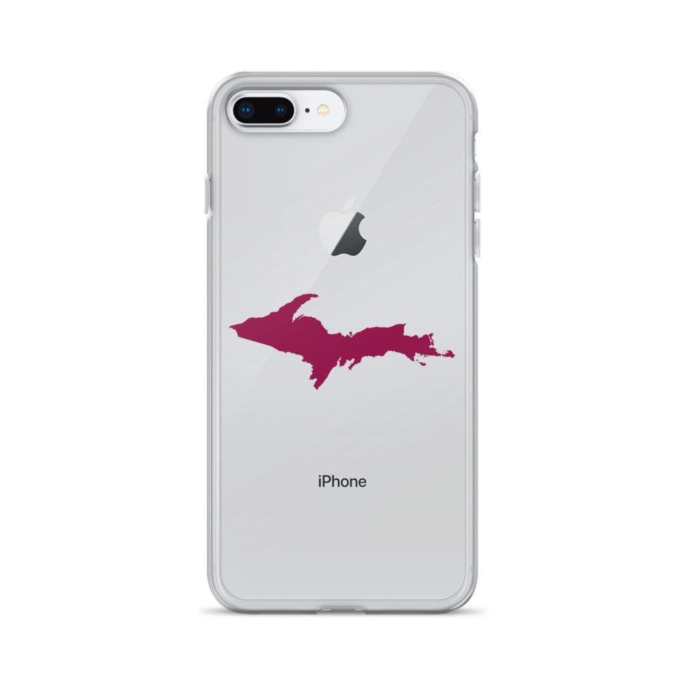 Michigan Upper Peninsula Clear iPhone Case (w/ Ruby Red UP Outline)