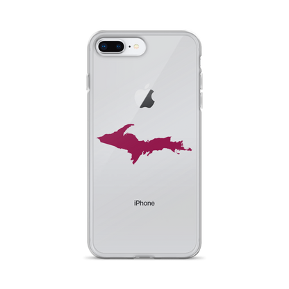 Michigan Upper Peninsula Clear iPhone Case (w/ Ruby Red UP Outline)