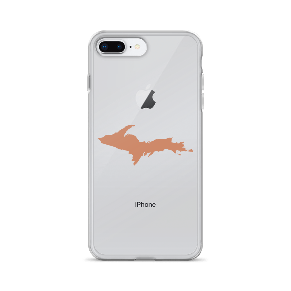 Michigan Upper Peninsula Clear iPhone Case (w/ Copper Color UP Outline)