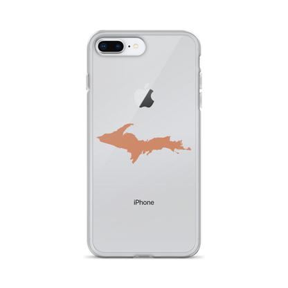 Michigan Upper Peninsula Clear iPhone Case (w/ Copper Color UP Outline)