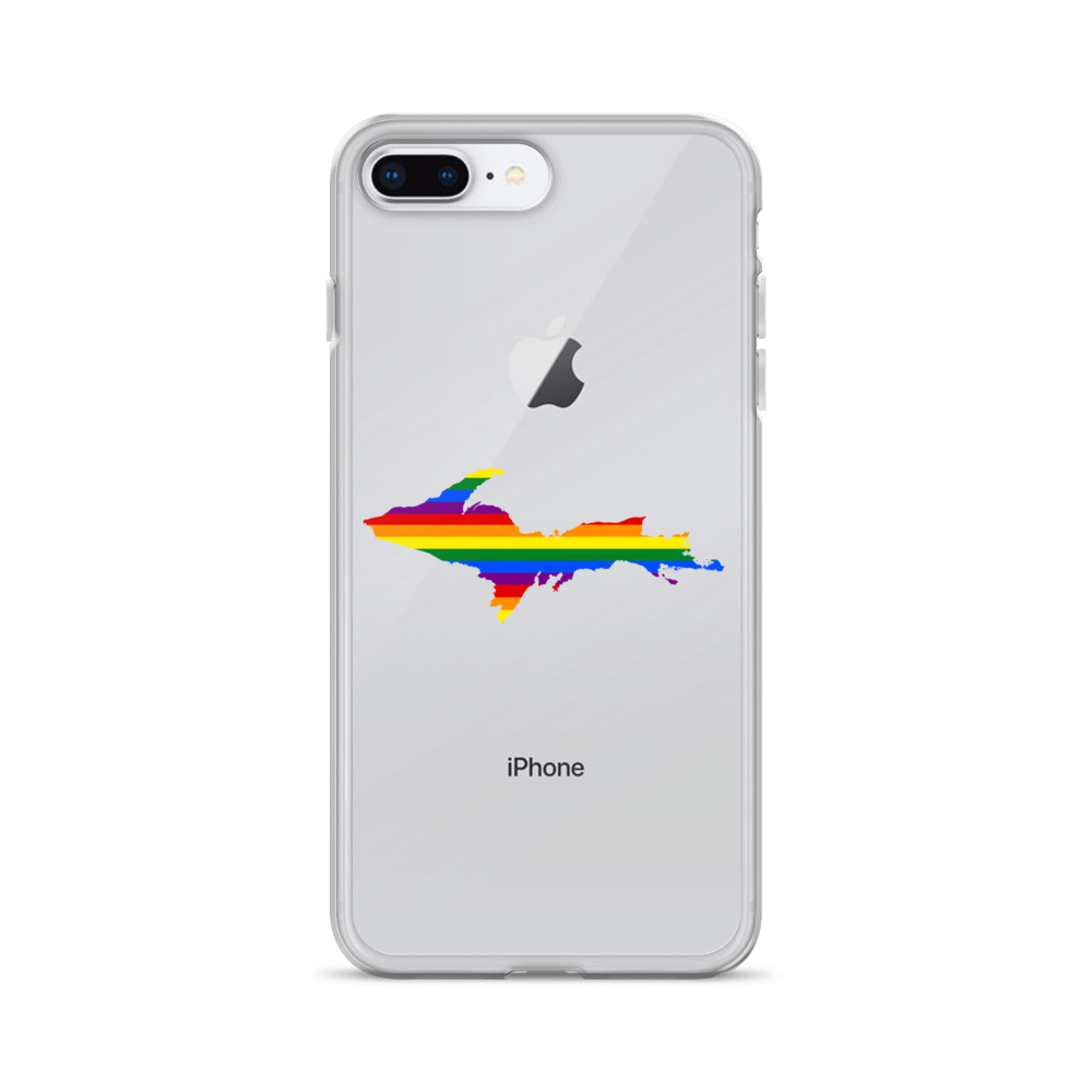 Michigan Upper Peninsula Clear iPhone Case (w/ UP Pride Flag Outline)