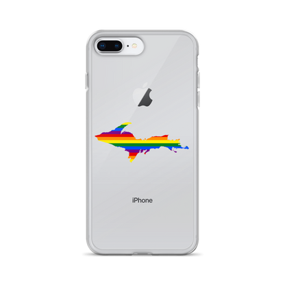 Michigan Upper Peninsula Clear iPhone Case (w/ UP Pride Flag Outline)