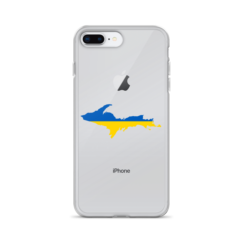 Michigan Upper Peninsula Clear iPhone Case (w/ UP Ukraine Flag Outline)