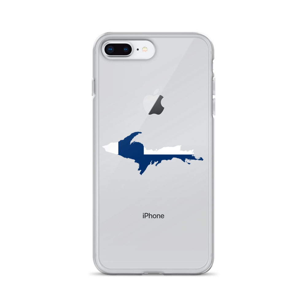 Michigan Upper Peninsula Clear iPhone Case (w/ UP Finland Flag Outline)