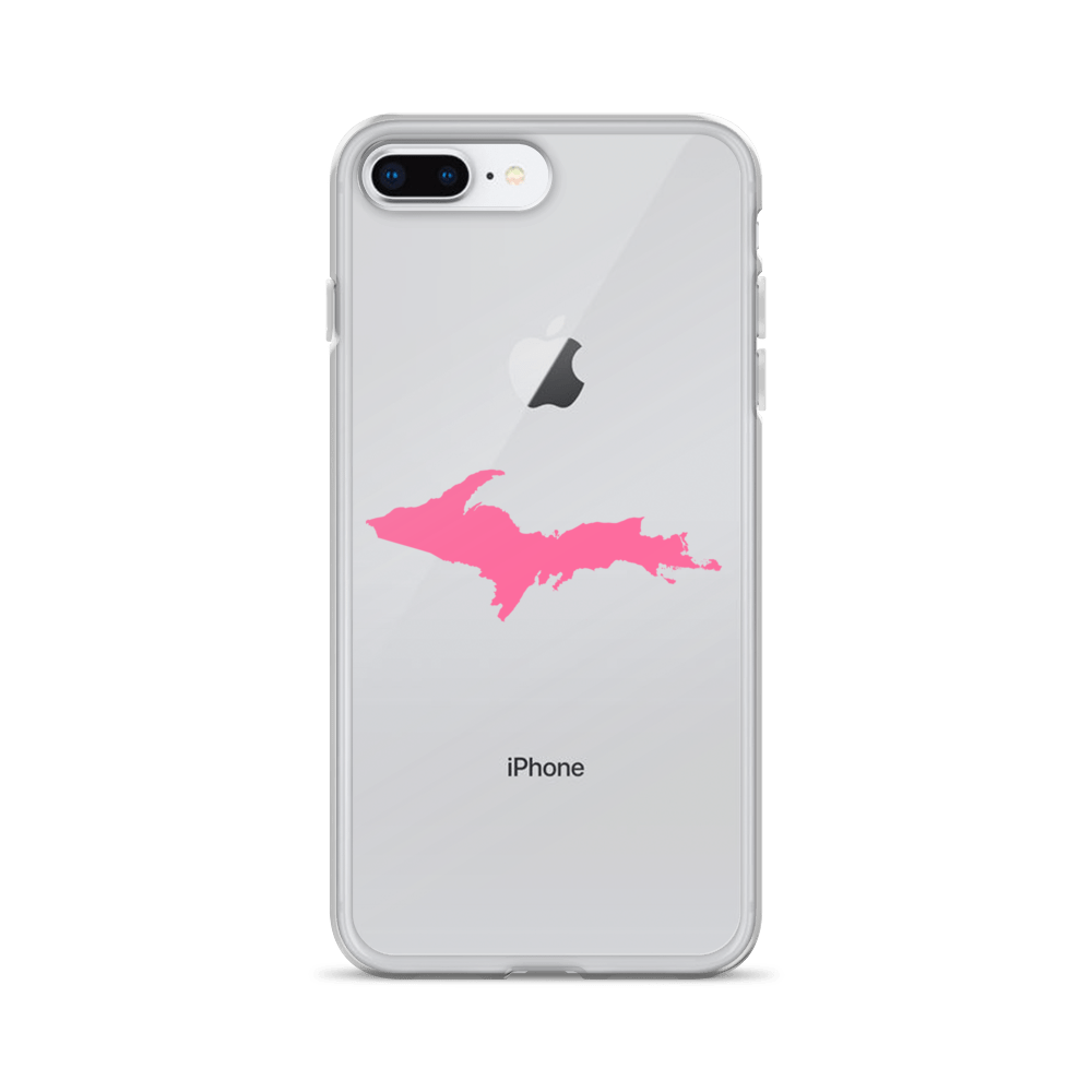 Michigan Upper Peninsula Clear iPhone Case (w/ Pink UP Outline)