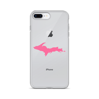 Michigan Upper Peninsula Clear iPhone Case (w/ Pink UP Outline)