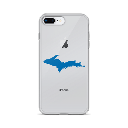 Michigan Upper Peninsula Clear iPhone Case (w/ Azure UP Outline)