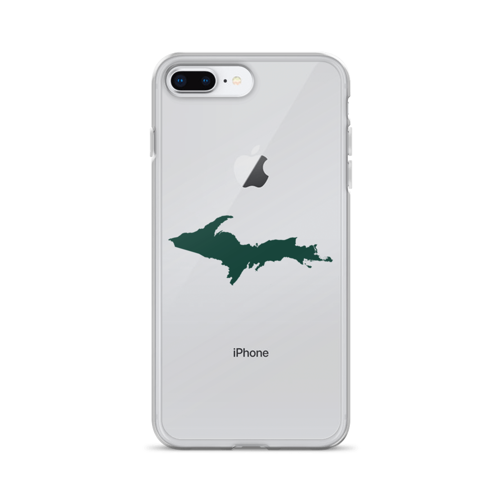 Michigan Upper Peninsula Clear iPhone Case (w/ Green UP Outline)