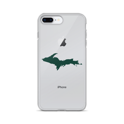 Michigan Upper Peninsula Clear iPhone Case (w/ Green UP Outline)