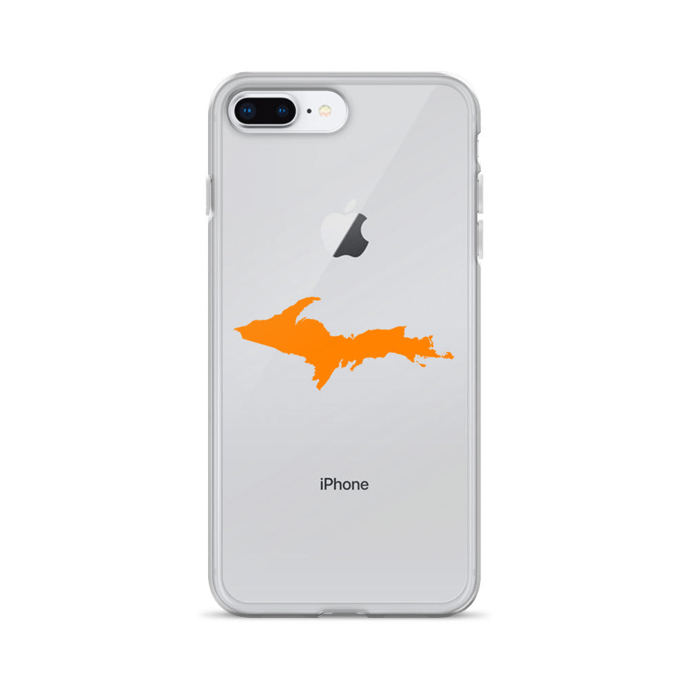 Michigan Upper Peninsula Clear iPhone Case (w/ Orange UP Outline)