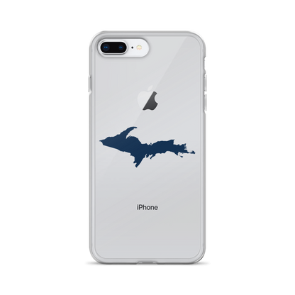 Michigan Upper Peninsula Clear iPhone Case (w/ Navy UP Outline)