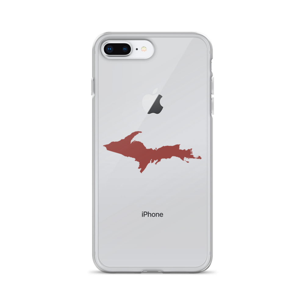 Michigan Upper Peninsula Clear iPhone Case (w/ Ore Dock Red UP Outline)