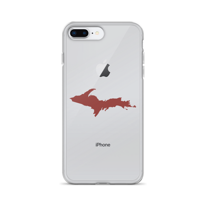 Michigan Upper Peninsula Clear iPhone Case (w/ Ore Dock Red UP Outline)