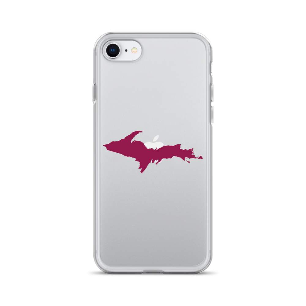 Michigan Upper Peninsula Clear iPhone Case (w/ Ruby Red UP Outline)