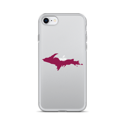 Michigan Upper Peninsula Clear iPhone Case (w/ Ruby Red UP Outline)