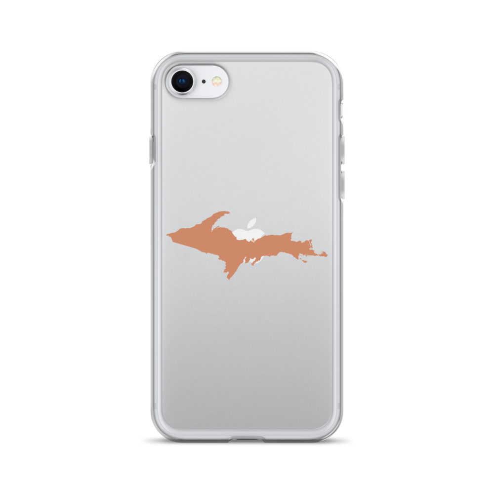 Michigan Upper Peninsula Clear iPhone Case (w/ Copper Color UP Outline)