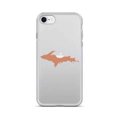 Michigan Upper Peninsula Clear iPhone Case (w/ Copper Color UP Outline)