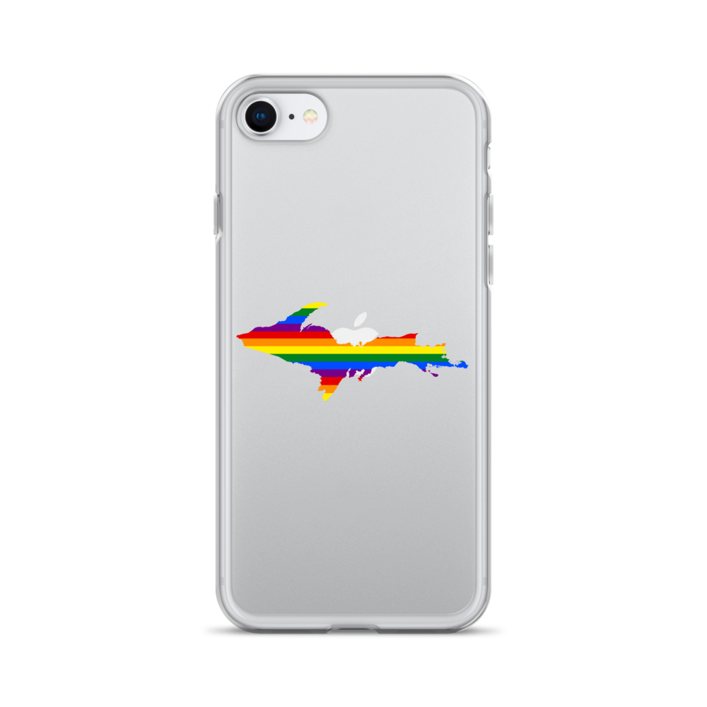 Michigan Upper Peninsula Clear iPhone Case (w/ UP Pride Flag Outline)