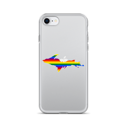 Michigan Upper Peninsula Clear iPhone Case (w/ UP Pride Flag Outline)