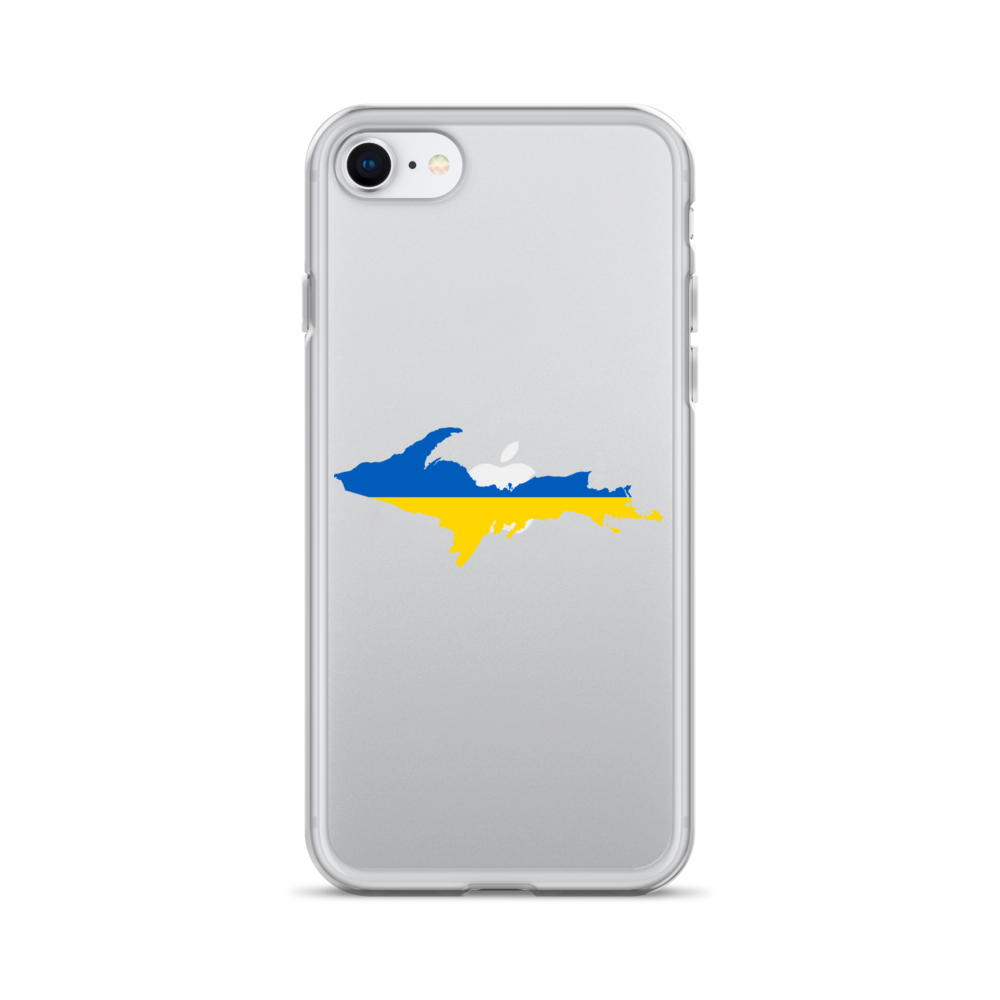 Michigan Upper Peninsula Clear iPhone Case (w/ UP Ukraine Flag Outline)