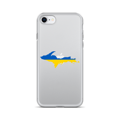 Michigan Upper Peninsula Clear iPhone Case (w/ UP Ukraine Flag Outline)