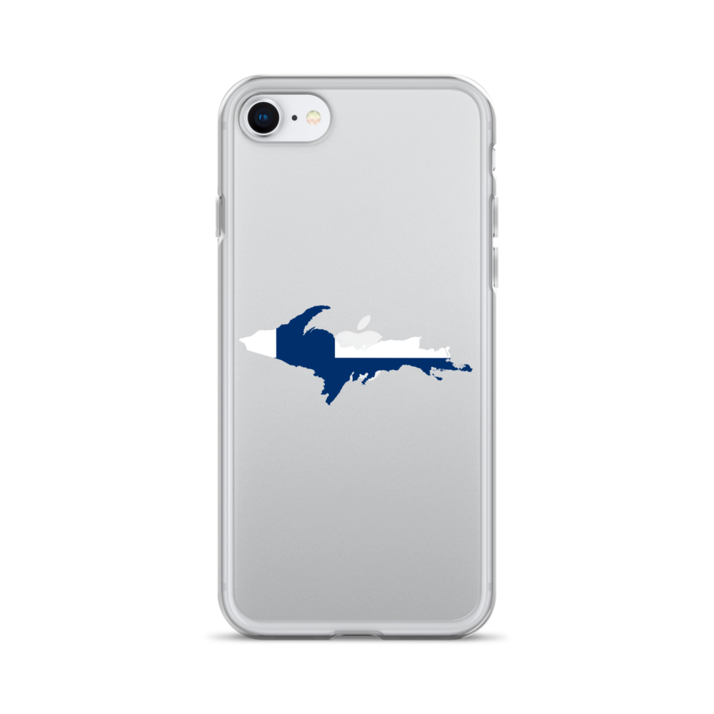 Michigan Upper Peninsula Clear iPhone Case (w/ UP Finland Flag Outline)