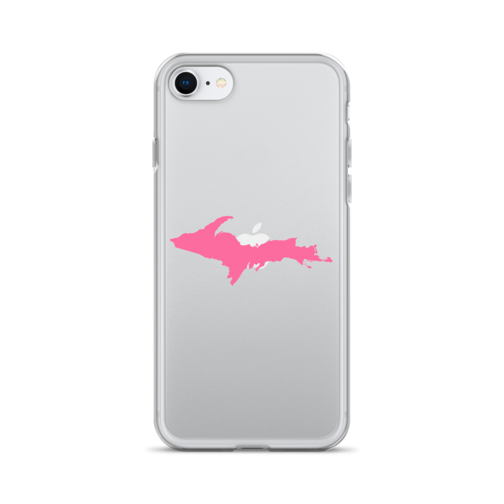 Michigan Upper Peninsula Clear iPhone Case (w/ Pink UP Outline)