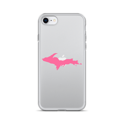 Michigan Upper Peninsula Clear iPhone Case (w/ Pink UP Outline)