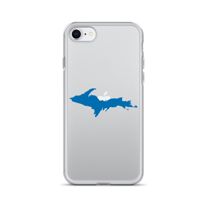 Michigan Upper Peninsula Clear iPhone Case (w/ Azure UP Outline)