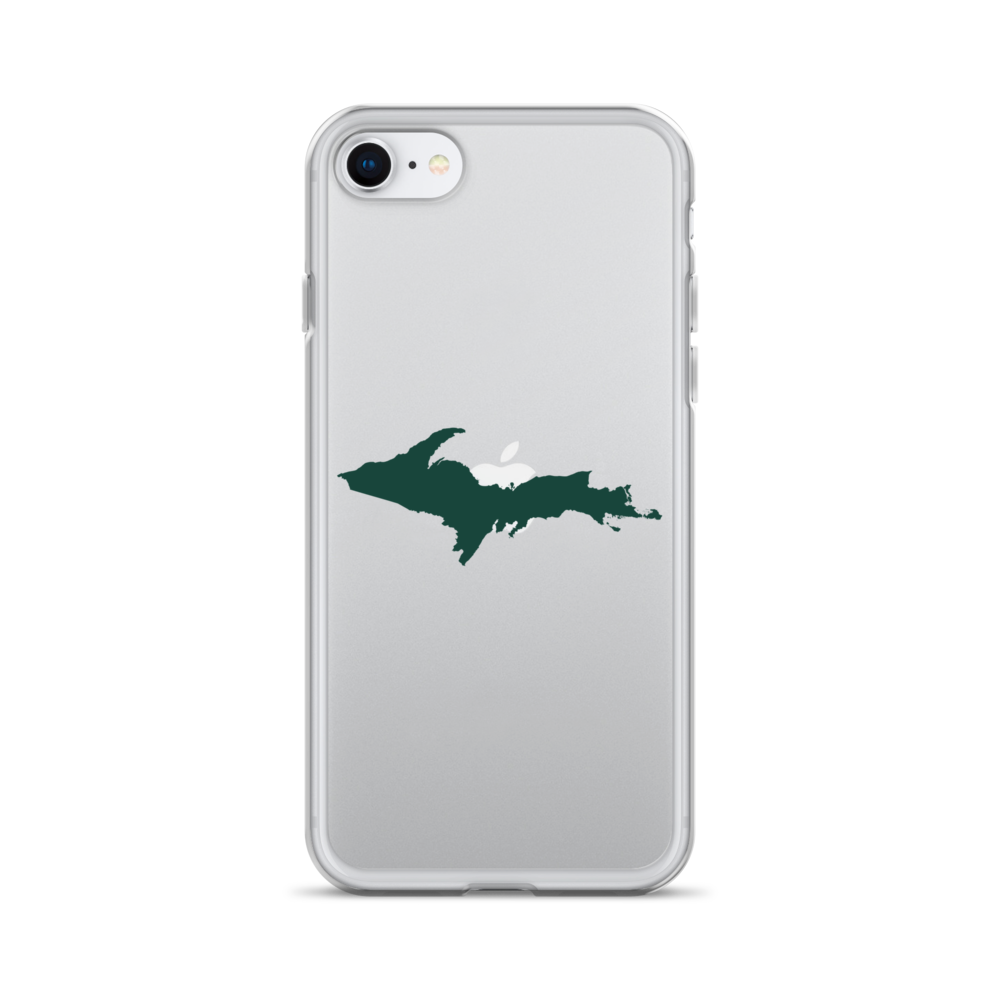 Michigan Upper Peninsula Clear iPhone Case (w/ Green UP Outline)