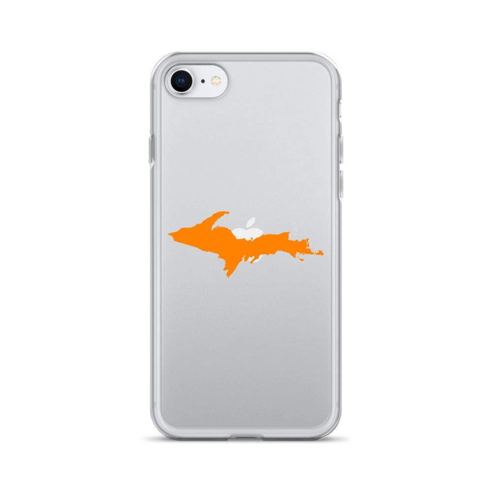 Michigan Upper Peninsula Clear iPhone Case (w/ Orange UP Outline)