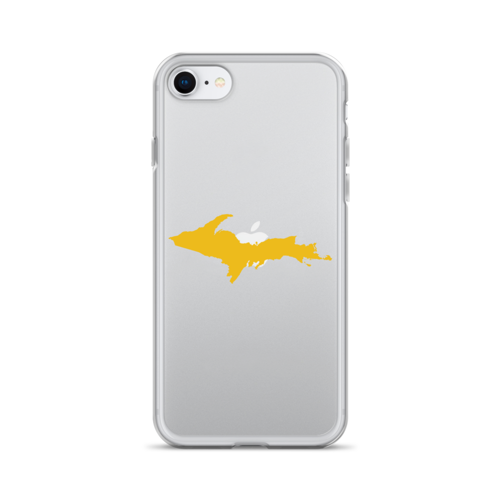 Michigan Upper Peninsula Clear iPhone Case (w/ Gold UP Outline)