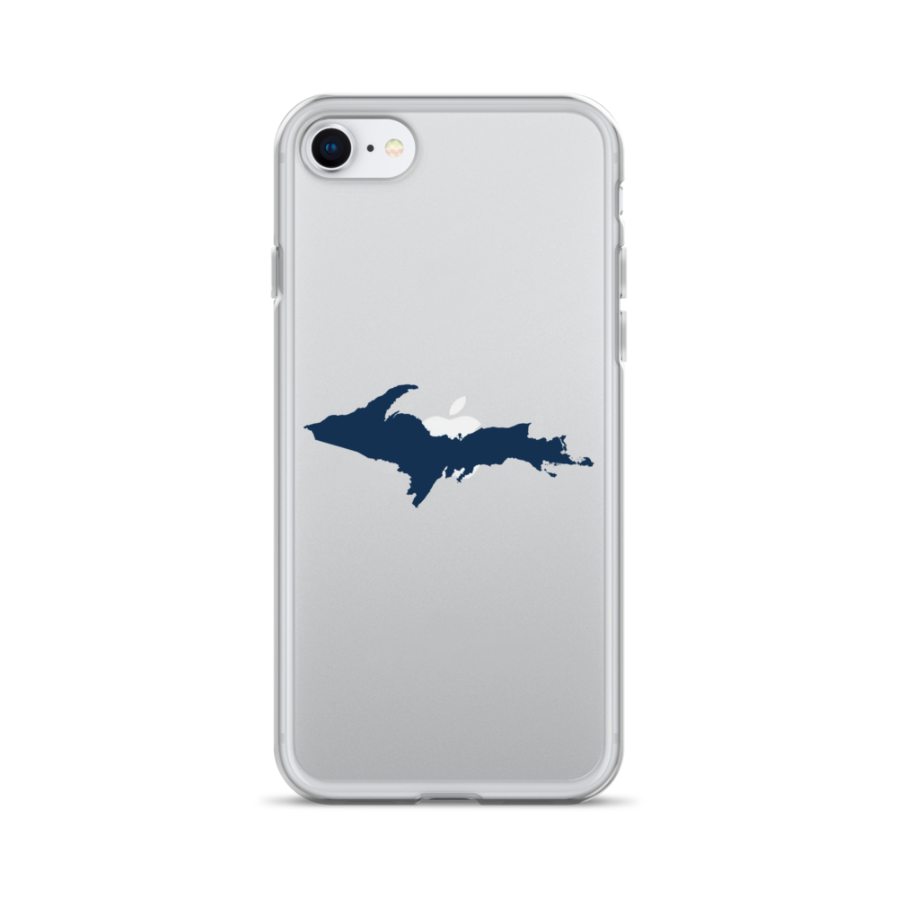 Michigan Upper Peninsula Clear iPhone Case (w/ Navy UP Outline)