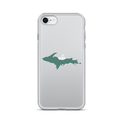 Michigan Upper Peninsula Clear iPhone Case (w/ Copper Green UP Outline)