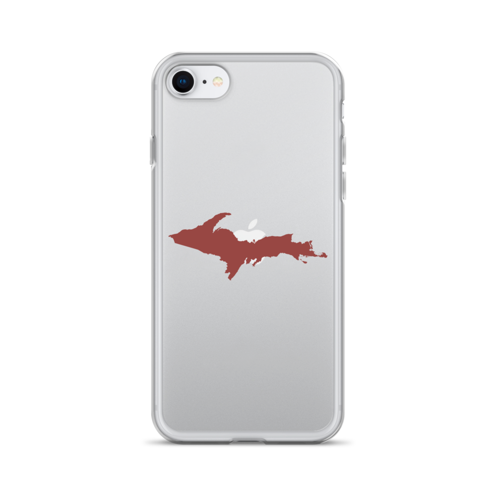 Michigan Upper Peninsula Clear iPhone Case (w/ Ore Dock Red UP Outline)