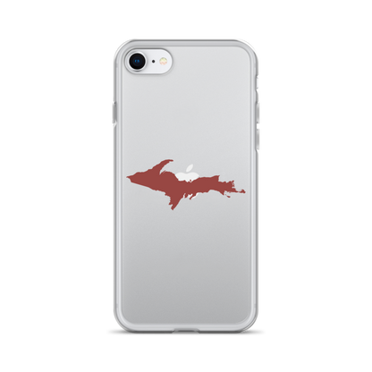 Michigan Upper Peninsula Clear iPhone Case (w/ Ore Dock Red UP Outline)