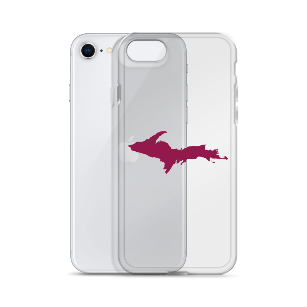 Michigan Upper Peninsula Clear iPhone Case (w/ Ruby Red UP Outline)