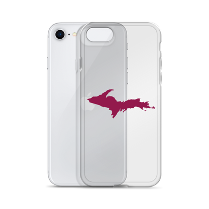 Michigan Upper Peninsula Clear iPhone Case (w/ Ruby Red UP Outline)