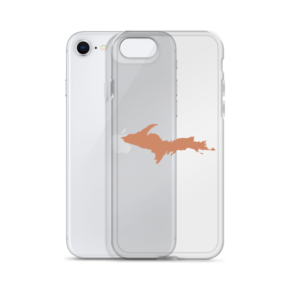 Michigan Upper Peninsula Clear iPhone Case (w/ Copper Color UP Outline)