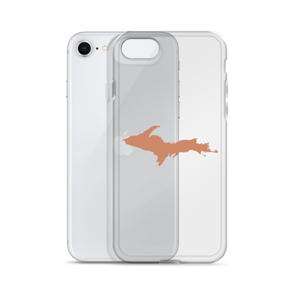 Michigan Upper Peninsula Clear iPhone Case (w/ Copper Color UP Outline)