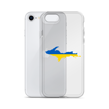 Michigan Upper Peninsula Clear iPhone Case (w/ UP Ukraine Flag Outline)