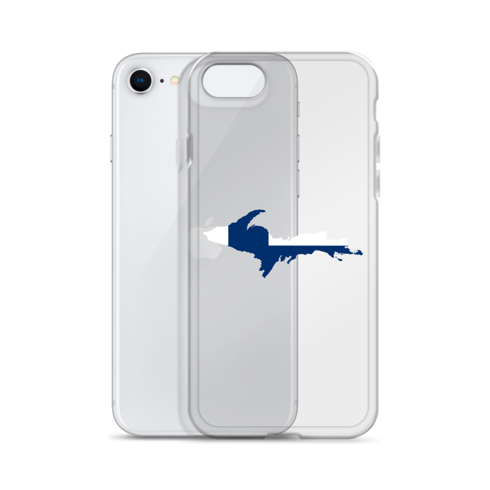 Michigan Upper Peninsula Clear iPhone Case (w/ UP Finland Flag Outline)