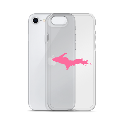 Michigan Upper Peninsula Clear iPhone Case (w/ Pink UP Outline)