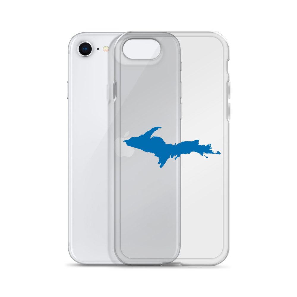 Michigan Upper Peninsula Clear iPhone Case (w/ Azure UP Outline)