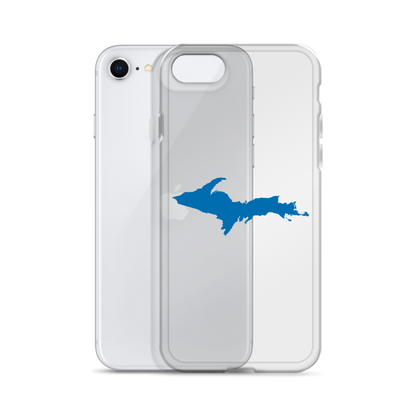 Michigan Upper Peninsula Clear iPhone Case (w/ Azure UP Outline)