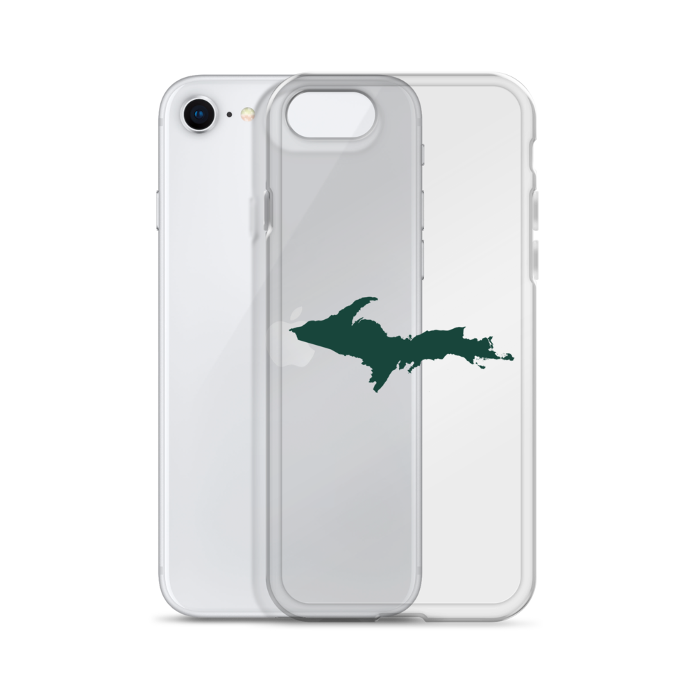 Michigan Upper Peninsula Clear iPhone Case (w/ Green UP Outline)